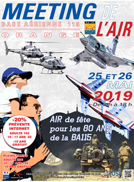 Meeting de l’Air 2019 – BA 115 ORANGE Meeting de l'Air 2019 - Base Aérienne 115 ORANGE