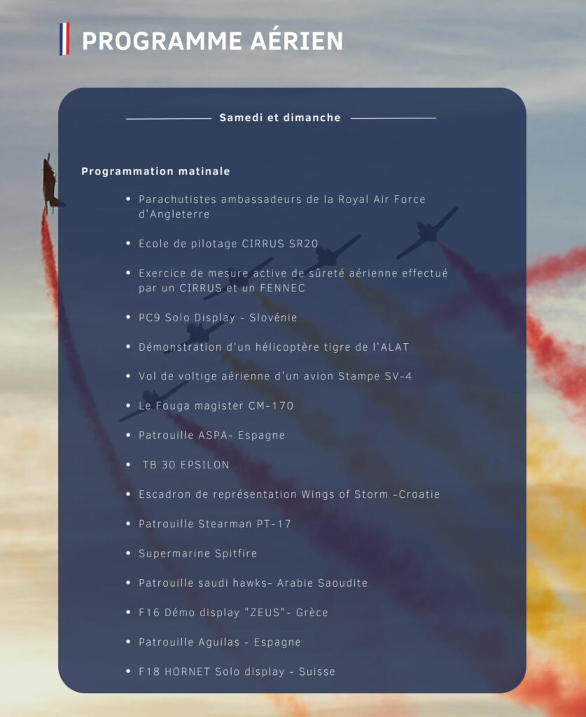 Programme du Meeting de l'Air de Salon-de-Provence 2023