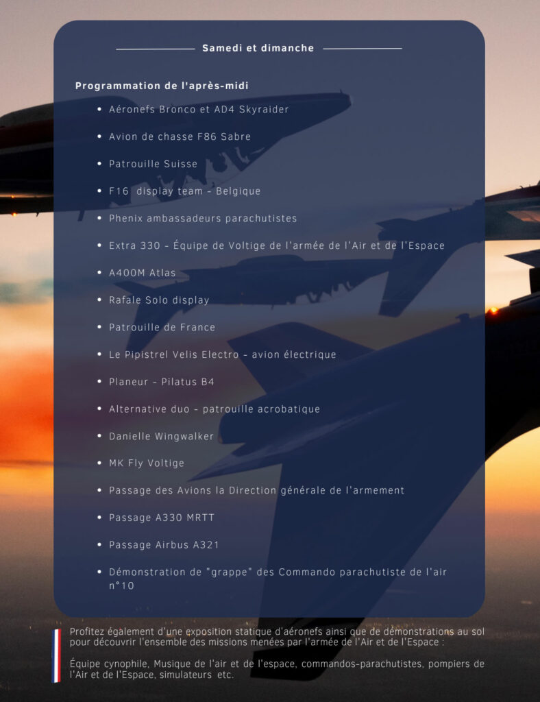 Programme du Meeting de l'Air de Salon-de-Provence 2023
